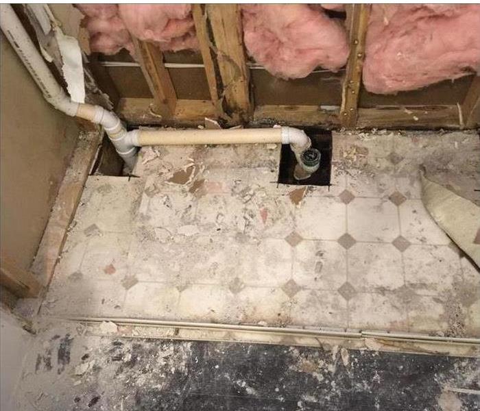 Bathtub removed to clean mold damage